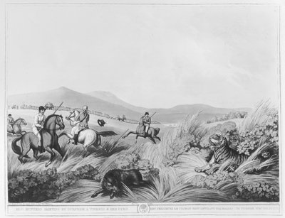 Hog Hunters Meeting, by Surprise, a Tigress and her Cubs, engraved by H. Merke after an original design by Captain Thomas Williamson, published by Edward Orme by Samuel Howett